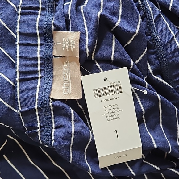 Chico's Outlet Diagonal Miah Maxi Skirt in Navy /White NWT Chico's Size 1 (med) - Picture 3 of 4